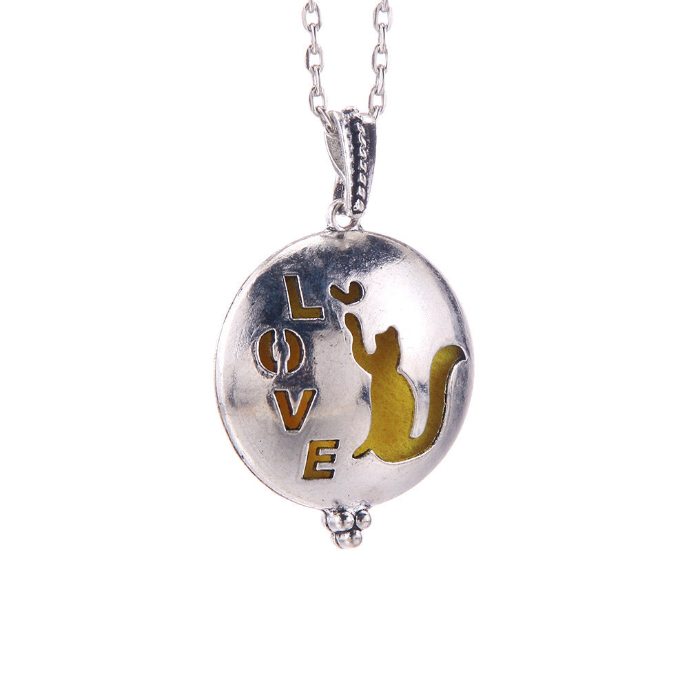 Hollow Lucky Tree Round Alloy Medal Charm Necklace