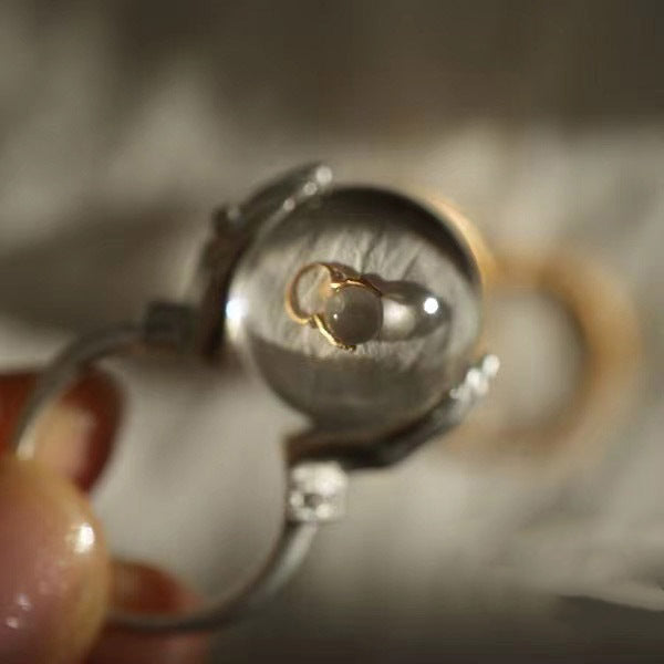 In Your Palm Planet Handmade Crystal Ball Couple Personalized Birthday Ring
