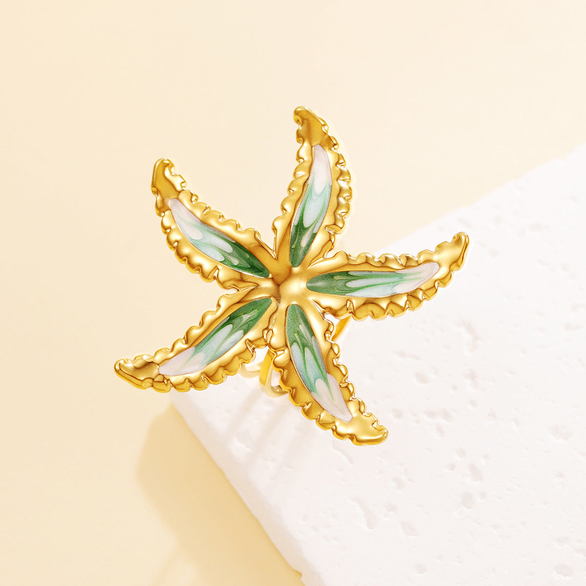 Vacation Style Marine Life Starfish Colorful Oil Brushed Star Open-end Ring