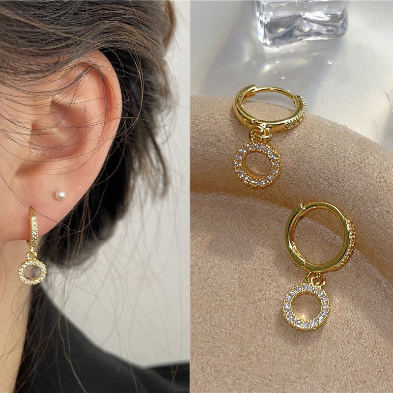 Rhinestone Ear Clip Eardrops Exquisite Sweet Hoop Earrings