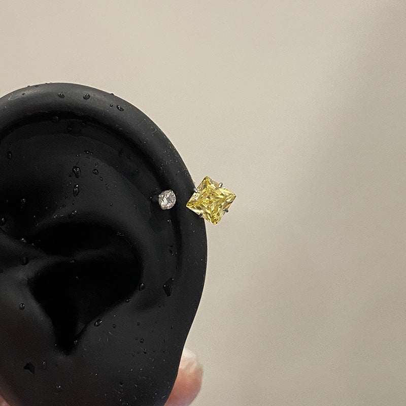 Super Flash Square Zircon Internal Thread No Need To Take Rings