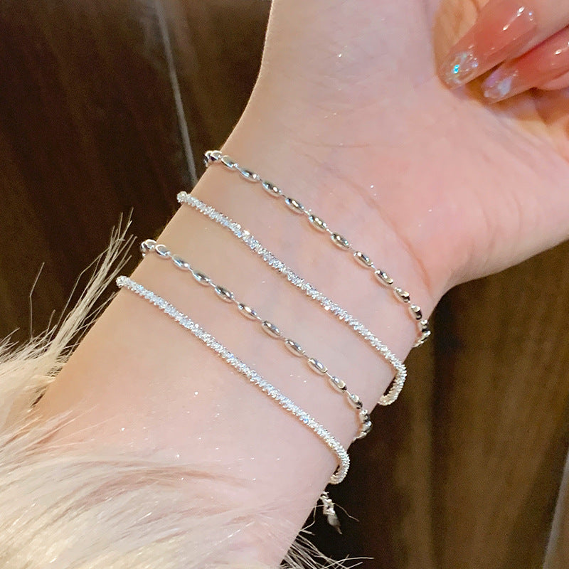 Sier Plated Copper Niche High-grade Starry Exquisite Rice Grain Bracelets