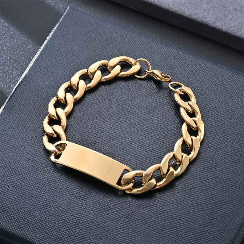 Women's & Men's Stainless Steel One-to-one Couple Curved Fashion Cuban Bracelet