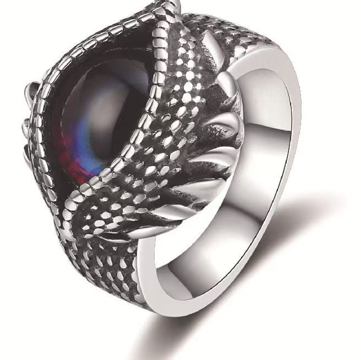 Men's Retro Punk Locomotive Style Beard Skull Ring