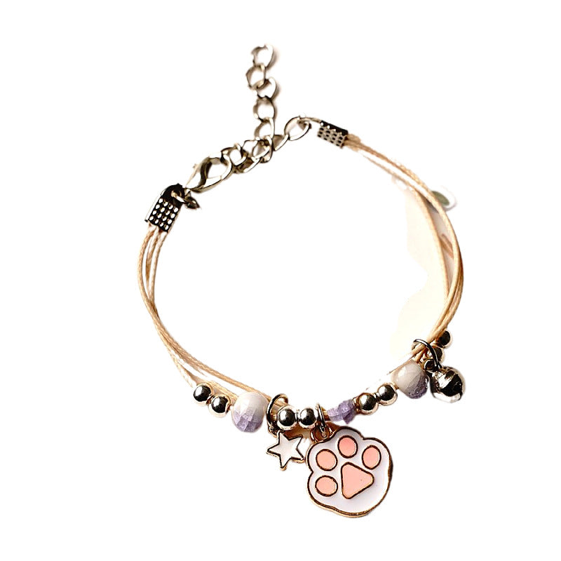 Bracelets de style simple pour femmes, brosse de dessin animé, patte de chat, copines