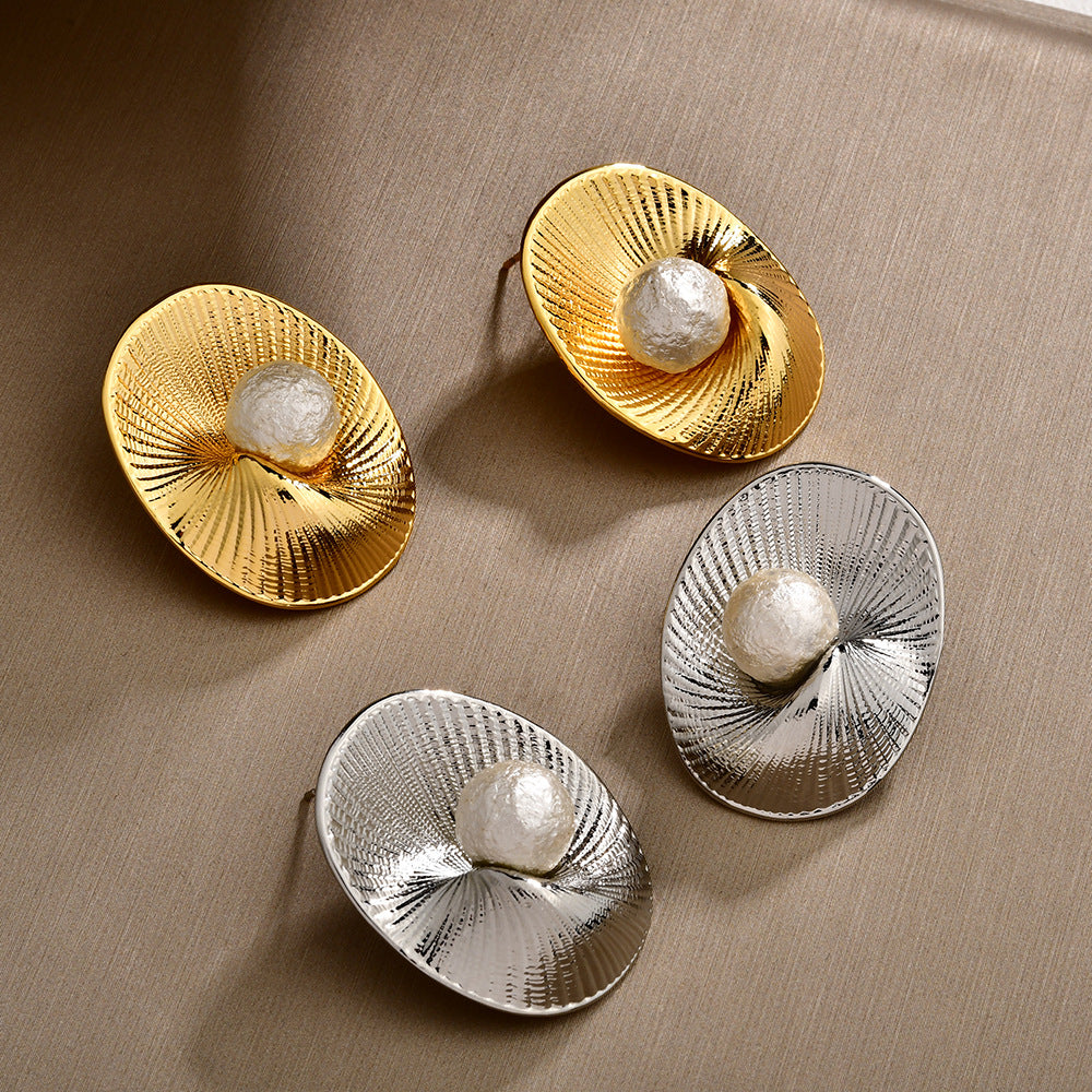 Women's Pleated Oval Texture Style Elegant Temperament Entry Rings