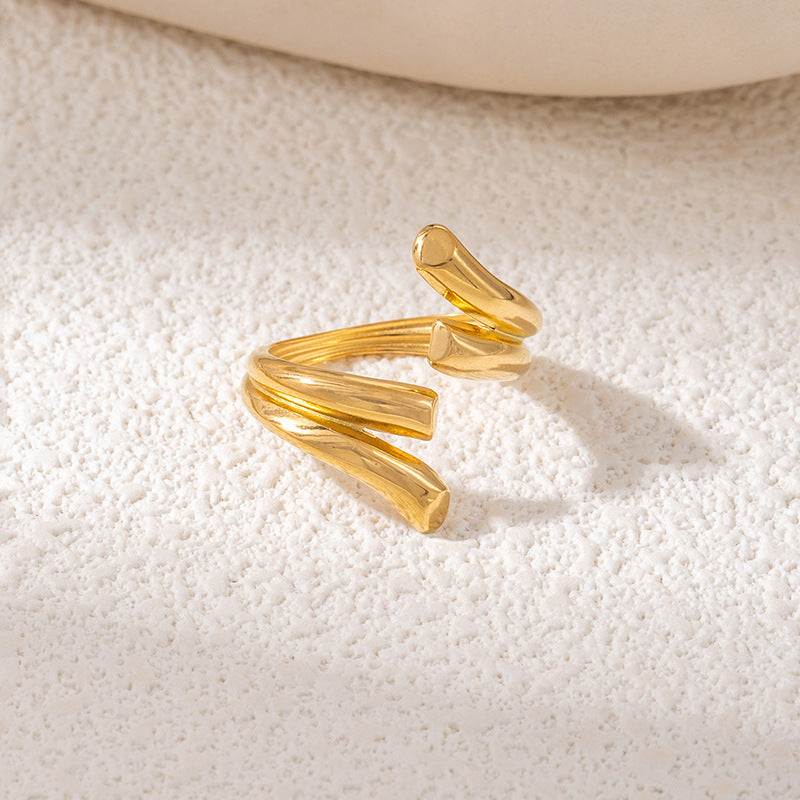 Fashionable Elegant Stainless Steel Leaf Female Style Hip Ring