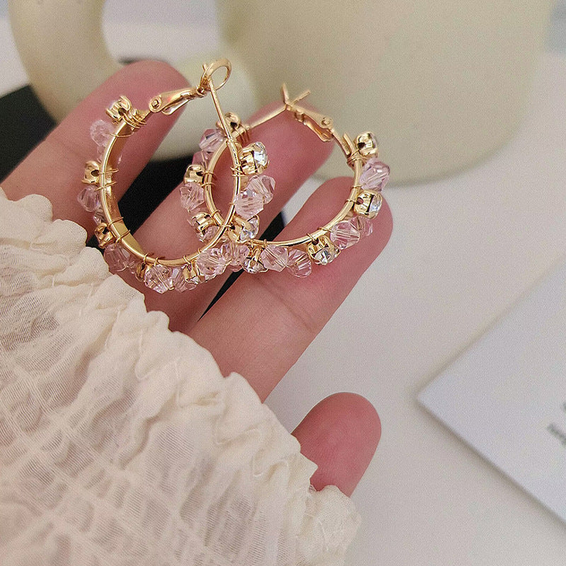 Boucles d'oreilles élégantes en forme de fleur de diamant, simples, sauvages, à la mode