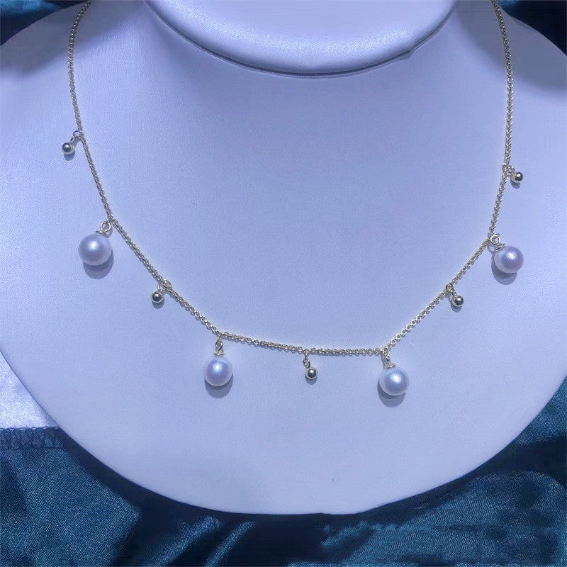 Women's Sier Gold-plated Starry Pearl Temperamental Minority Necklace