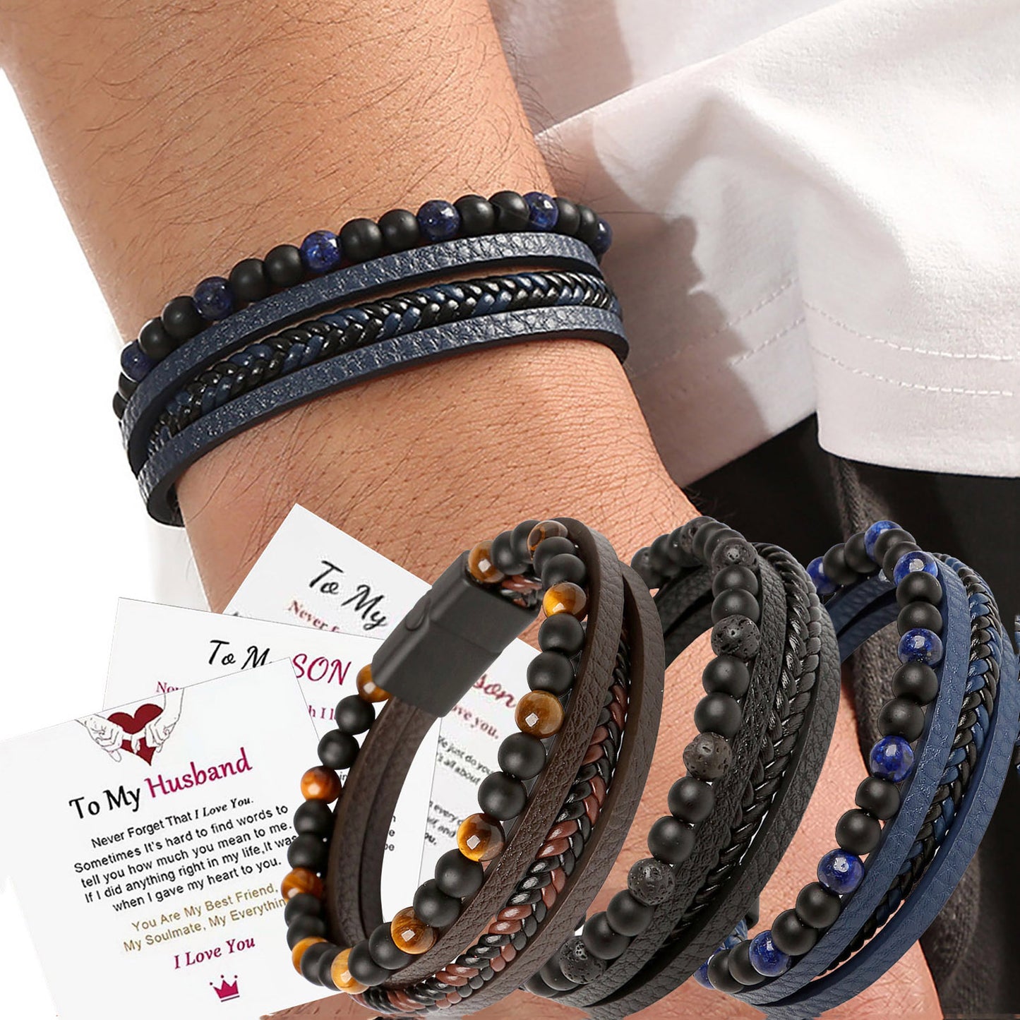 Cadeau de vacances en acier inoxydable pour hommes pour les bracelets de famille