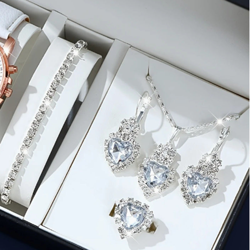 Women's Diamond Heart-shaped Rhinestone Light Blue For Jewelry Set