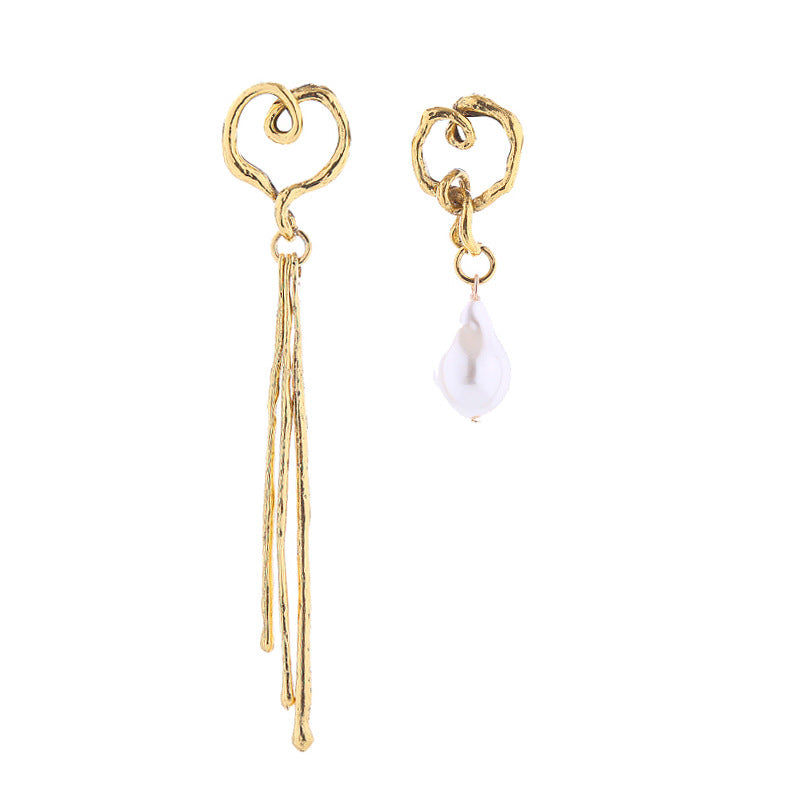 Exaggerated Personalized Asymmetric Design Alloy Long Earrings