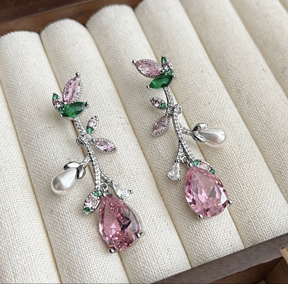 Bulgaria Rose Advanced Design Pink Flower Earrings