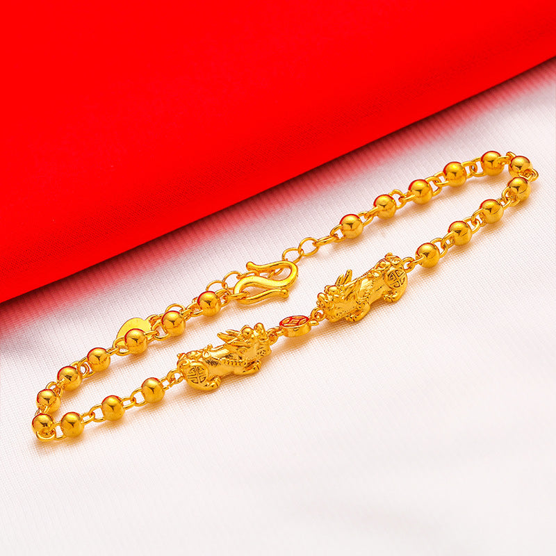 Double Chain Alluvial Gold Color Retention Bracelets