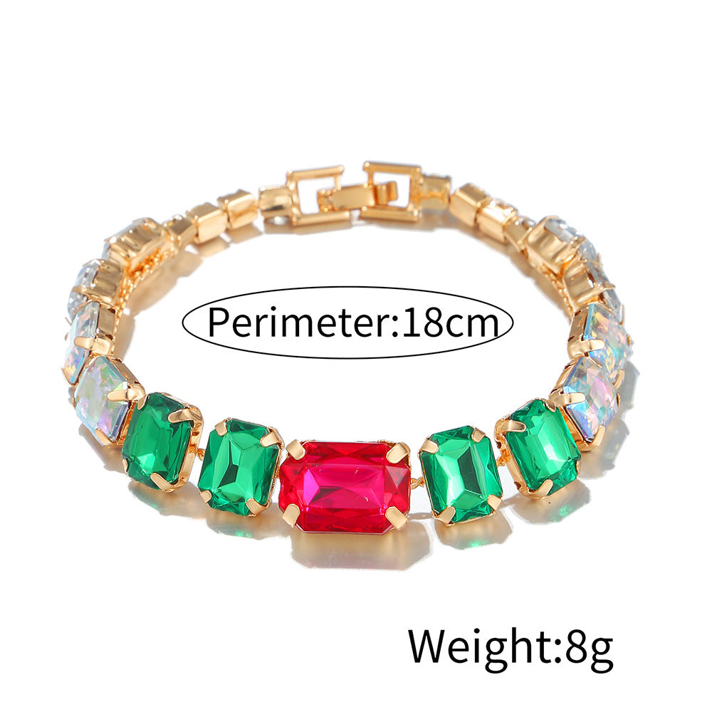 Colorful Gem Emerald High-grade Rose Ruby Bracelet