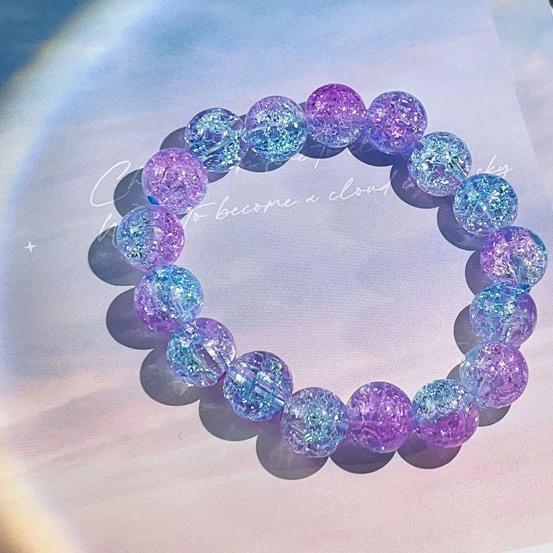 Glass Crystal Gradient Ice Crack Beads Beaded Sweet Cute Bracelets