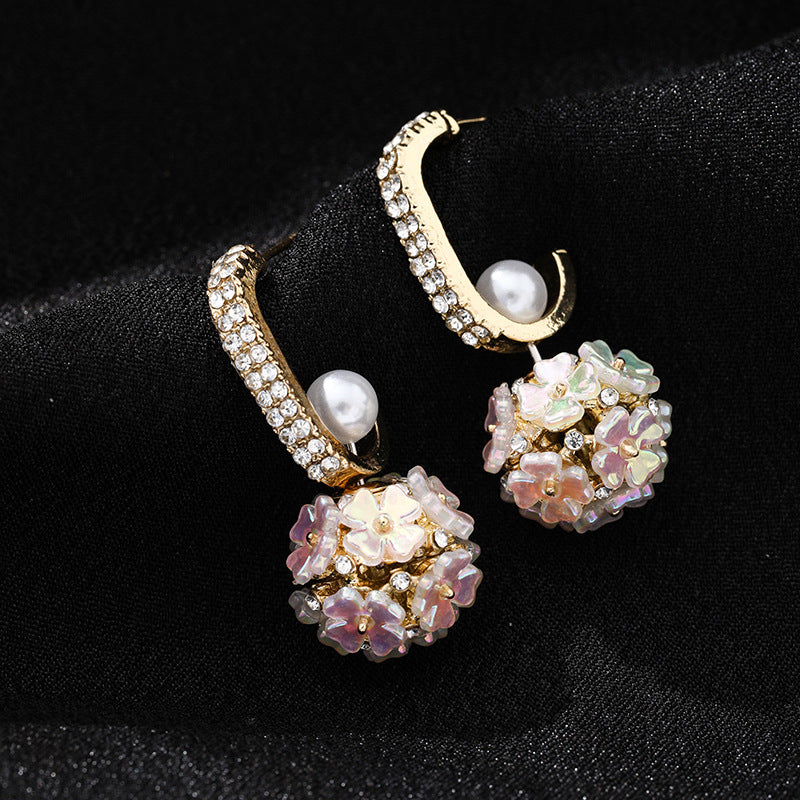 Pearl Flower Sweet Female Light Luxury Minority Fashion Earrings