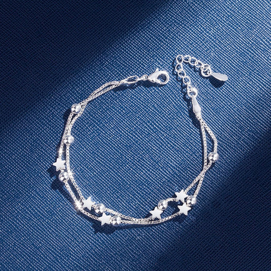 Bracelets ronds de style coréen avec étoiles à double cercles