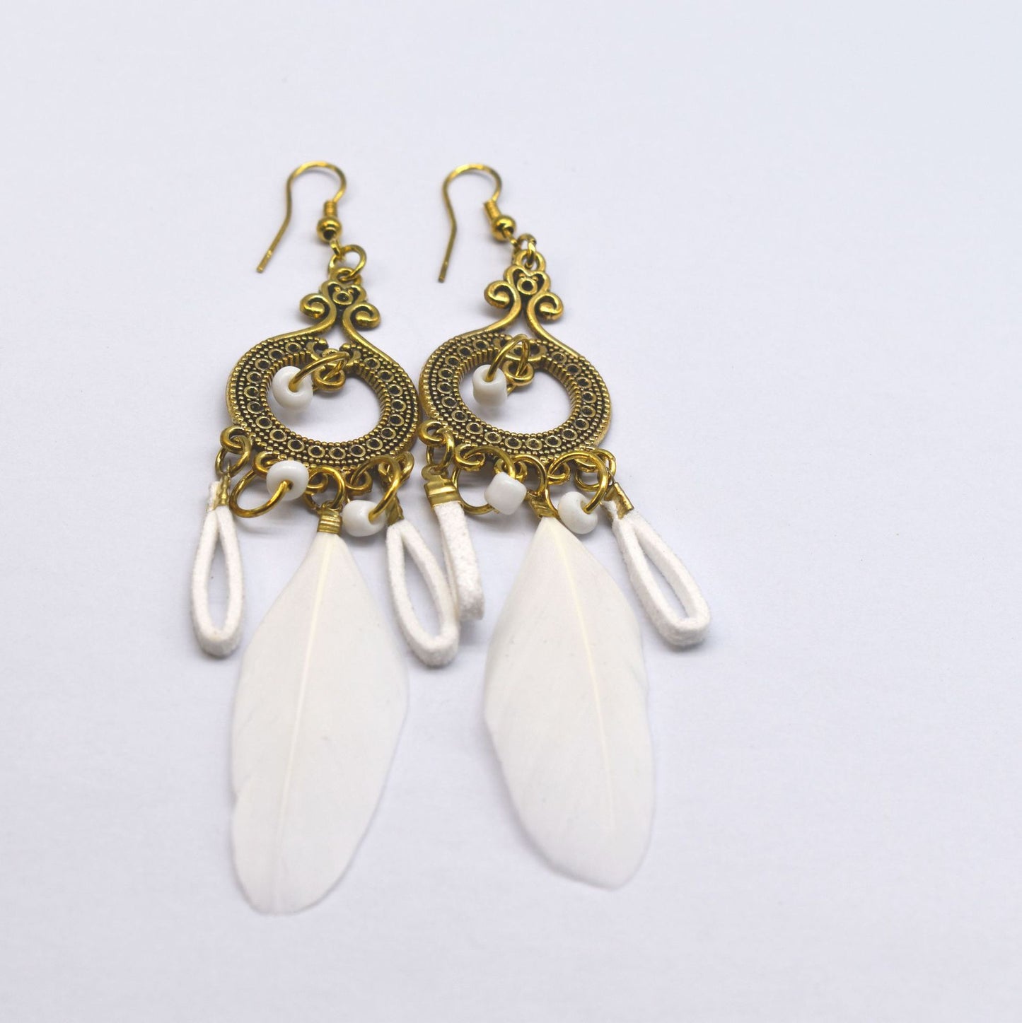 Style Vintage Feather Long Holiday Beads String Earrings