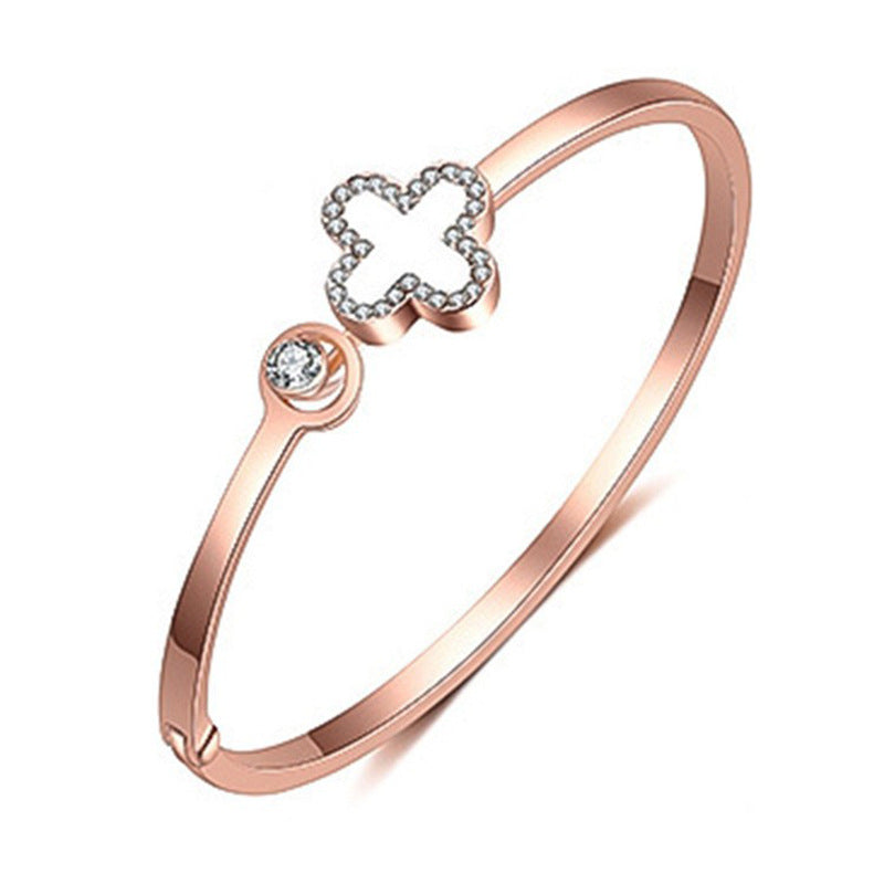 Rose Gold Clover Brace Lace Diamond Temperament Wild Bracelets