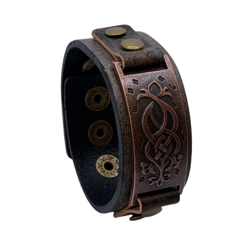 Men's Distressed Retro Punk Handmade Cattle Leather Decoration Bracelets