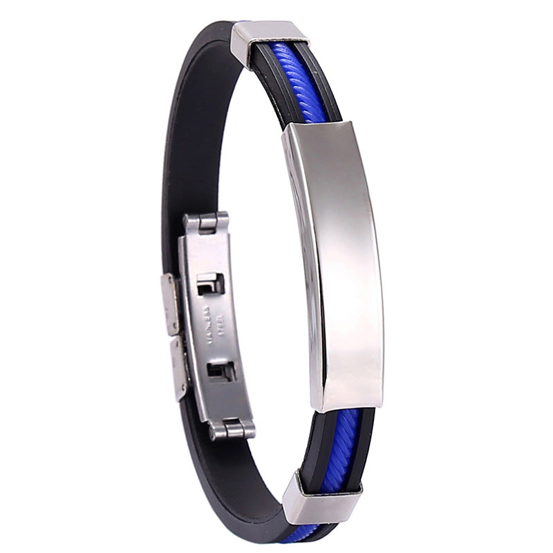 Men's Engraved Titanium Steel Silicone Stainless Bracelets