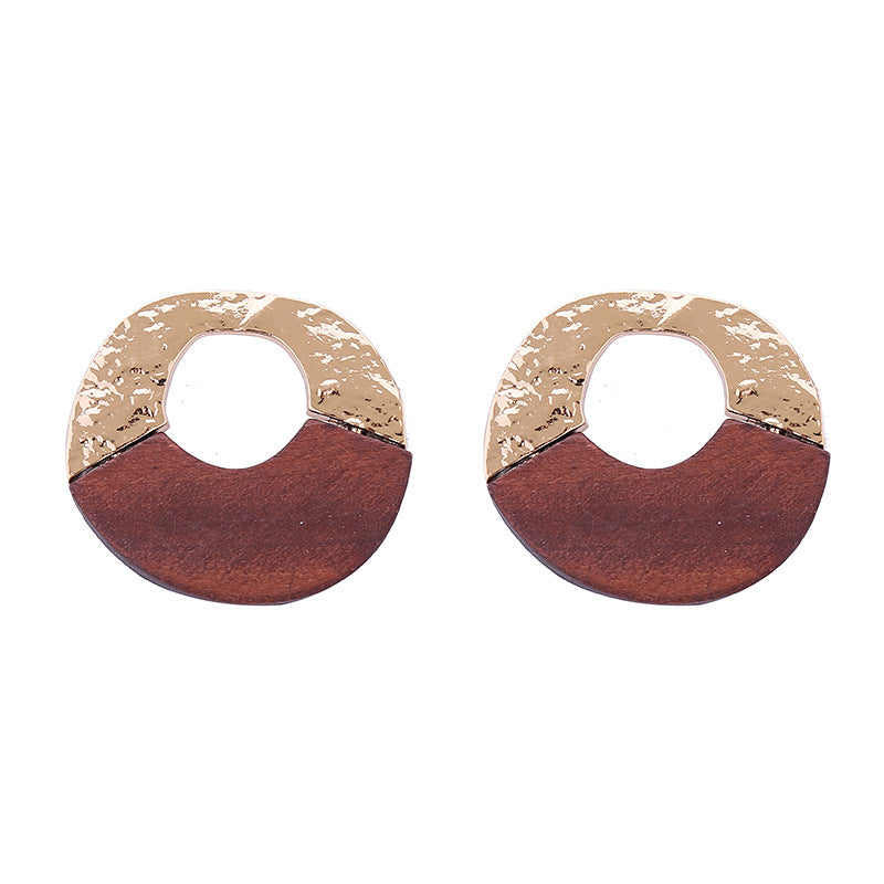 Patchwork Irregular Metal Wooden Korean Style Rings