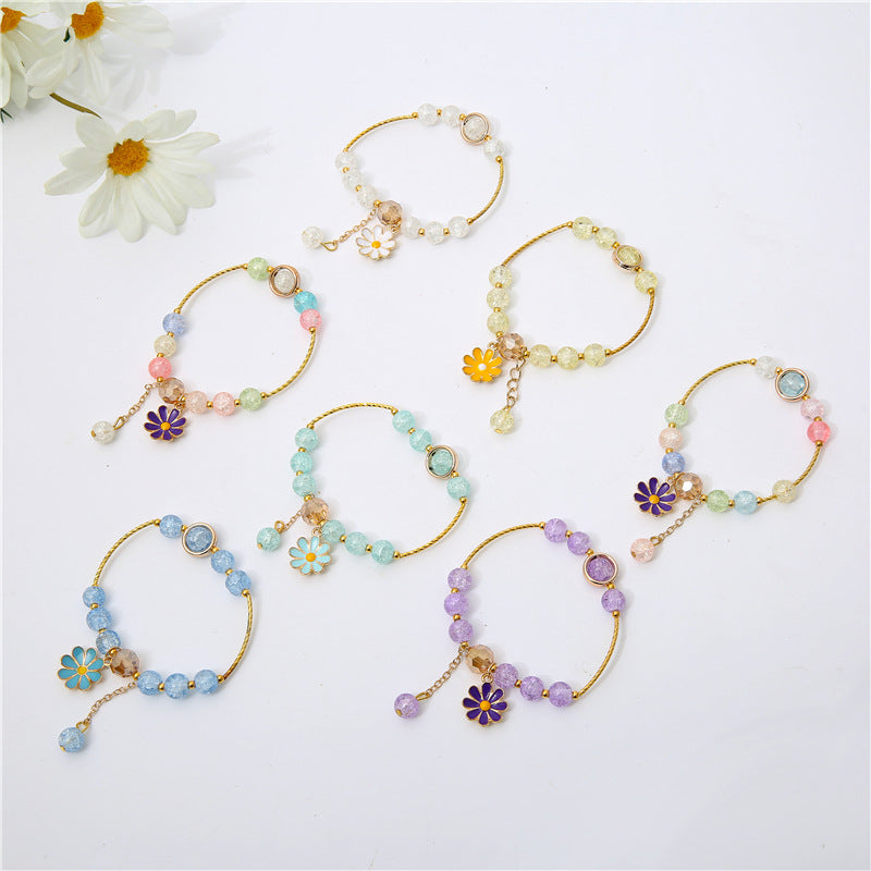 Flower Crystal String Beads Female Sunflower Bracelets