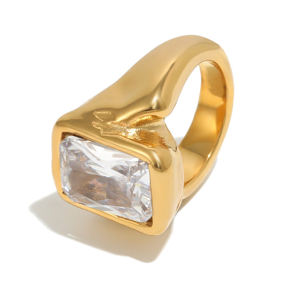 Fashion Simple Hand Stainless Steel Gold-plated Dark Pattern Rings