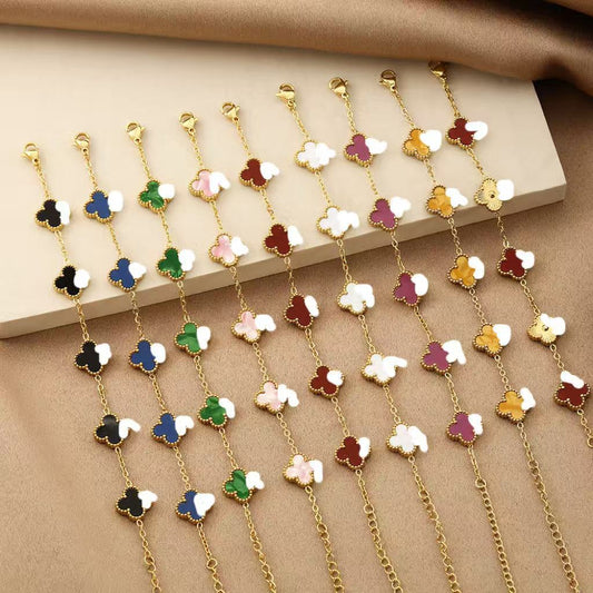 Titanium Steel Clover Pork Belly Female Double-sided Bracelet