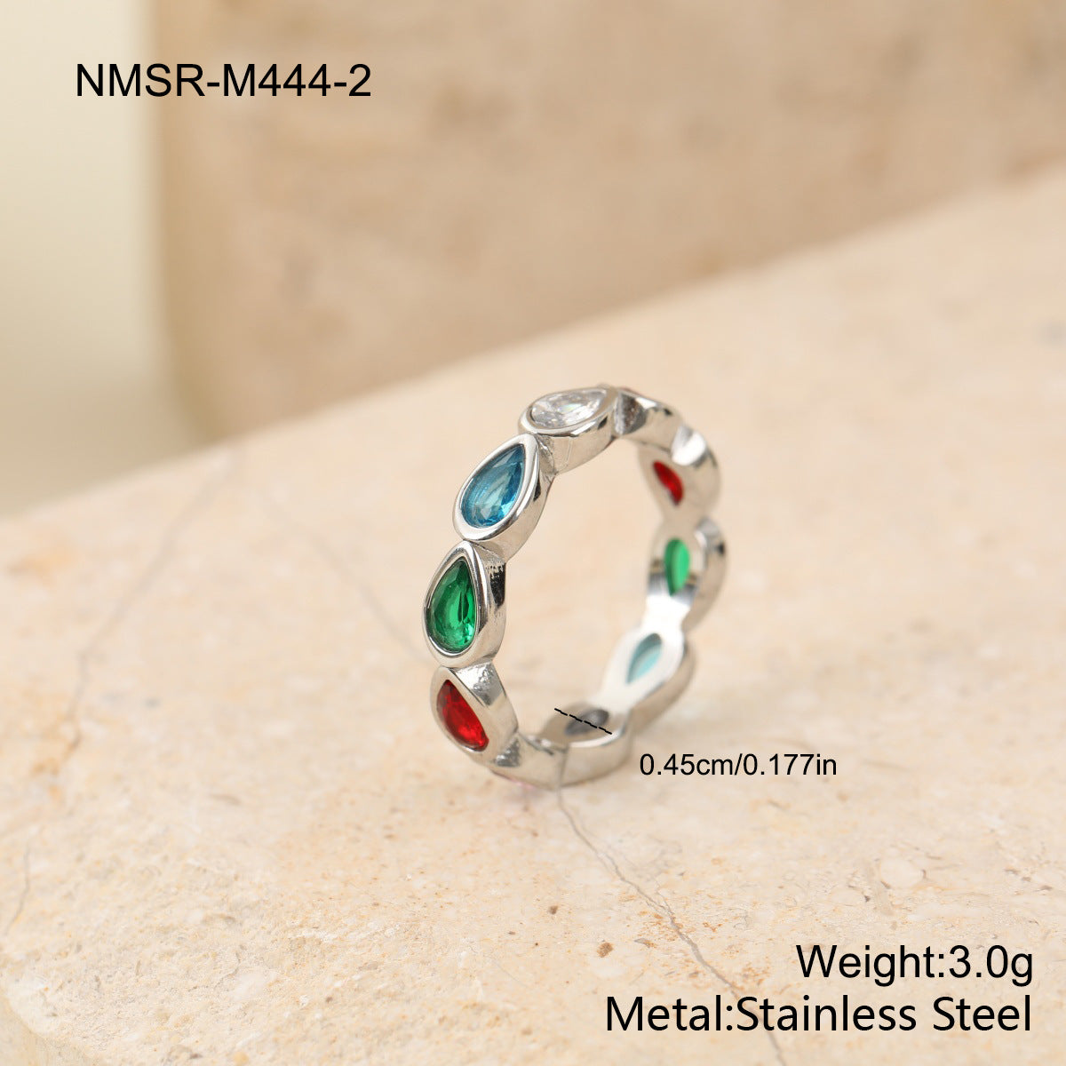 Stainless Steel Multicolor Zircon Female Retro Affordable Luxury Ring