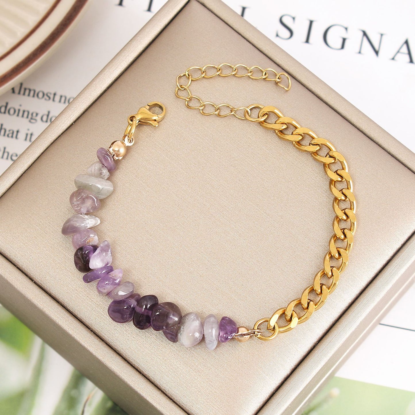 Women's Summer Vacation Natural Stone Crystal Gravel Bracelets