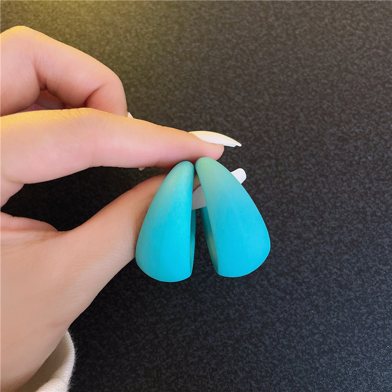 Women's Needle Temperament Pure Color Shaped Circle Earrings