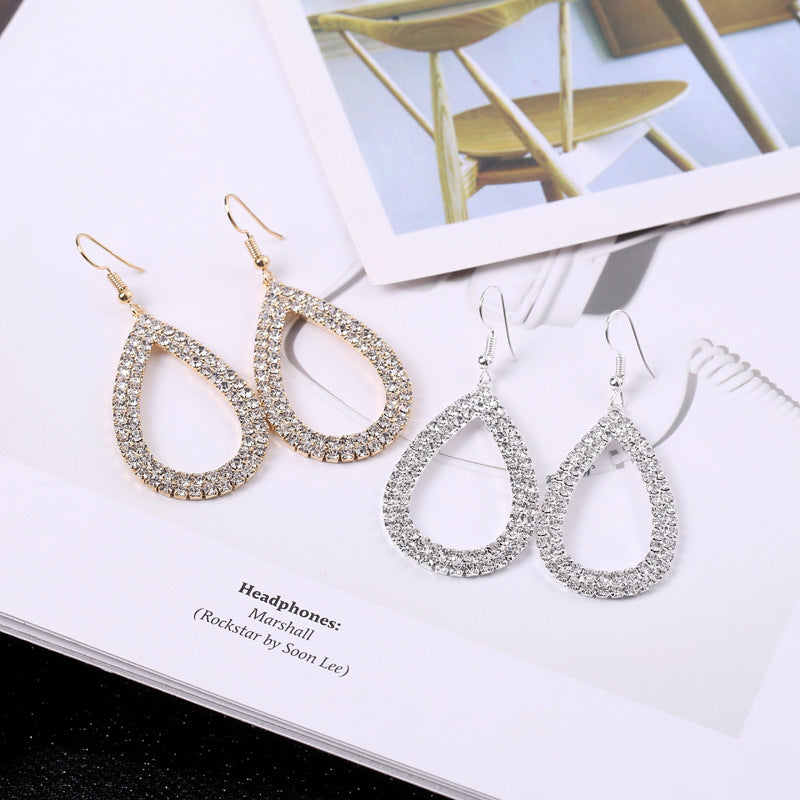 Women's Geometry Pattern Jewelry Eye-catching Hollow Single Water Drop Earrings