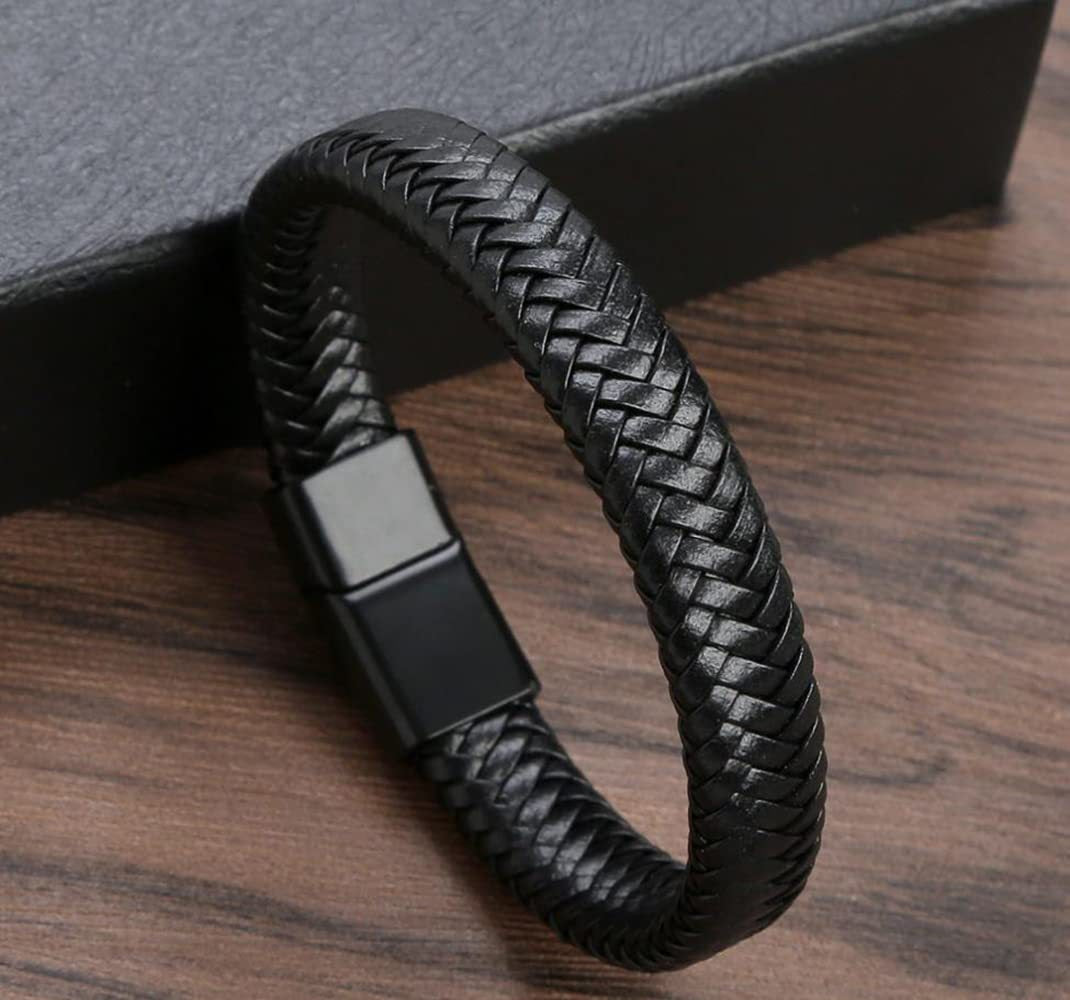 Fashion Men's Leather Magnetic Buckle Vintage Bracelet