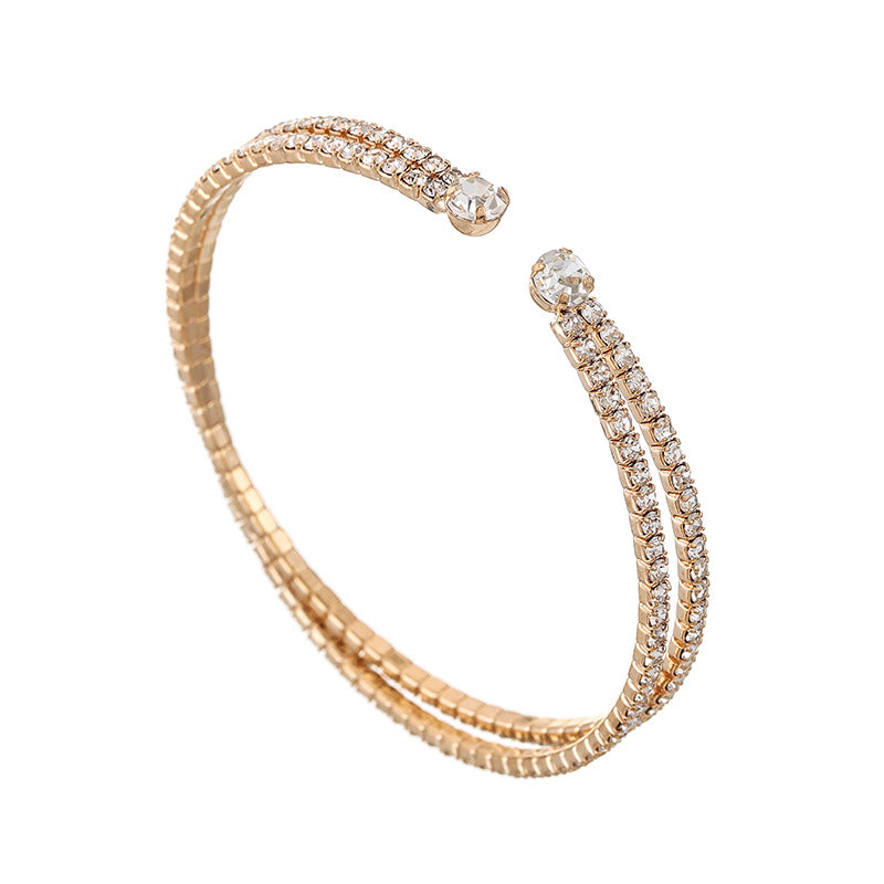 Steel Wire Wide Open Cross Elastic Combination Bracelets