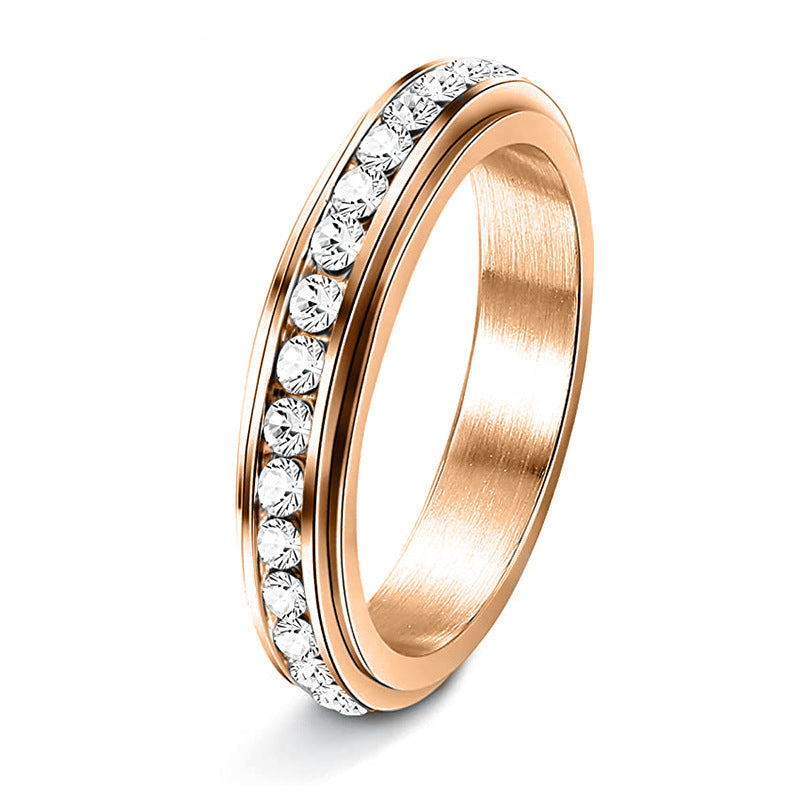 Zircon With Diamond Rotatable Couple Starry Wedding Ring