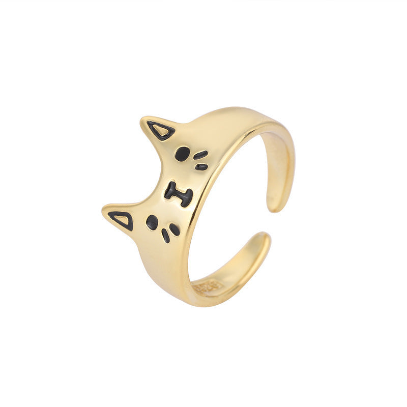 Women's Cute Cartoon Epoxy Cat Sweet Design Ring