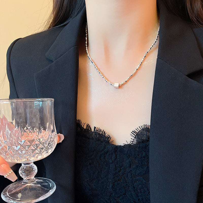 Sier Light Luxury Minority Temperament Wild Simple Personality Girlfriends High-grade Jewelry Set