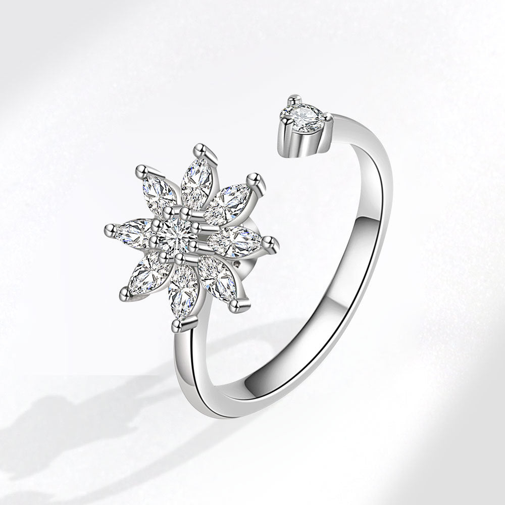 Turn Snowflake Rotatable Female Fashion Adjustable Personalized Rings