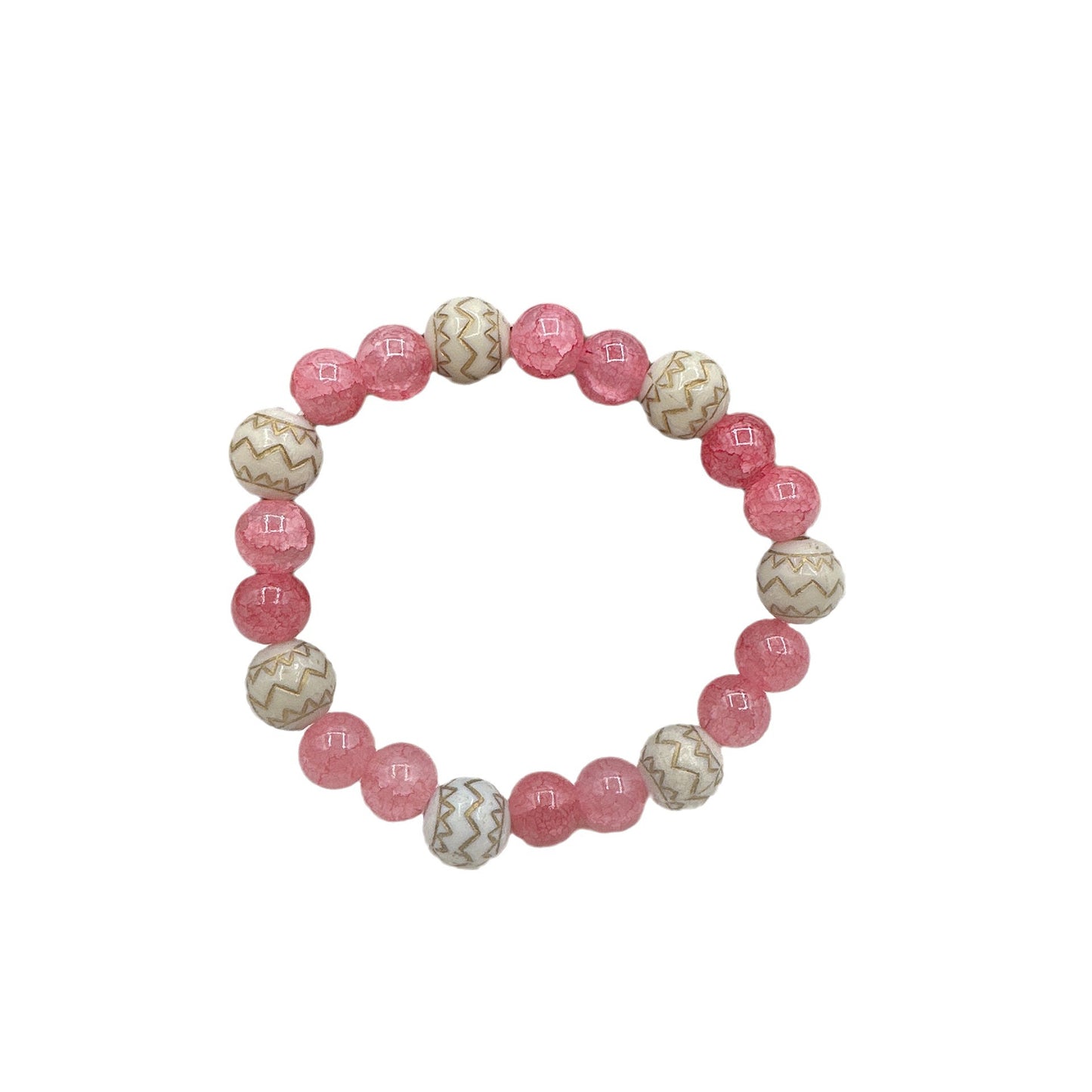 Colorful Beaded Sweet Elegant Pink Round Beads Elastic Bracelets