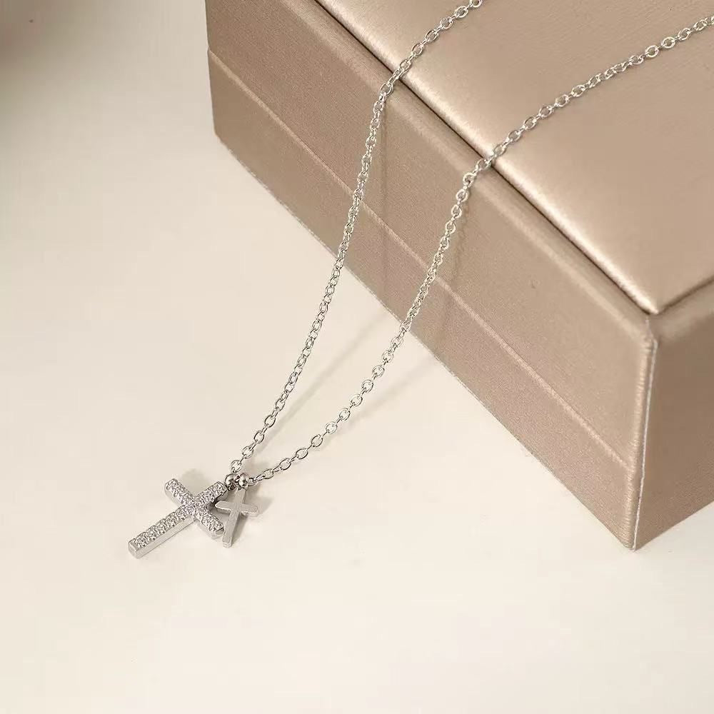 Women's Diamond Titanium Steel Gold-plated Waterproof Clavicle Chain Light Luxury High Necklaces