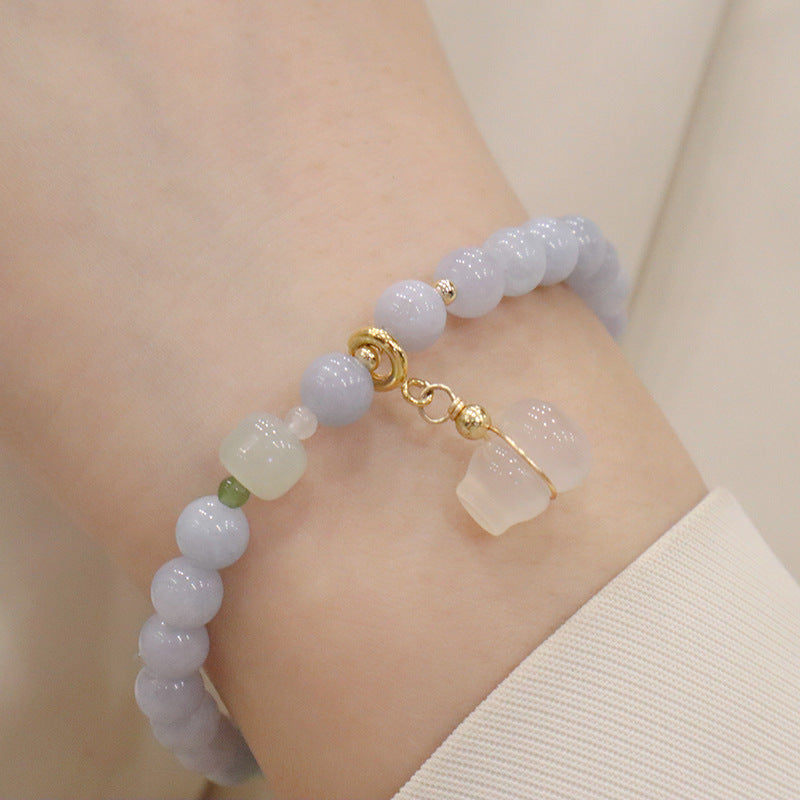 Damen-Armbänder mit natürlichem Kristall, frisch vergoldetem Aquamarin-Chalcedon