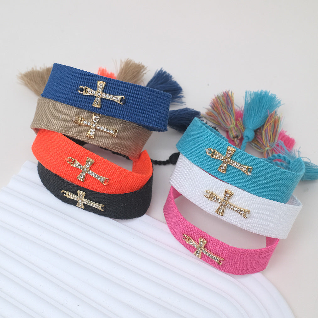 Cross Hand-woven Bohemian Embroidered Letter Wrist Bracelets