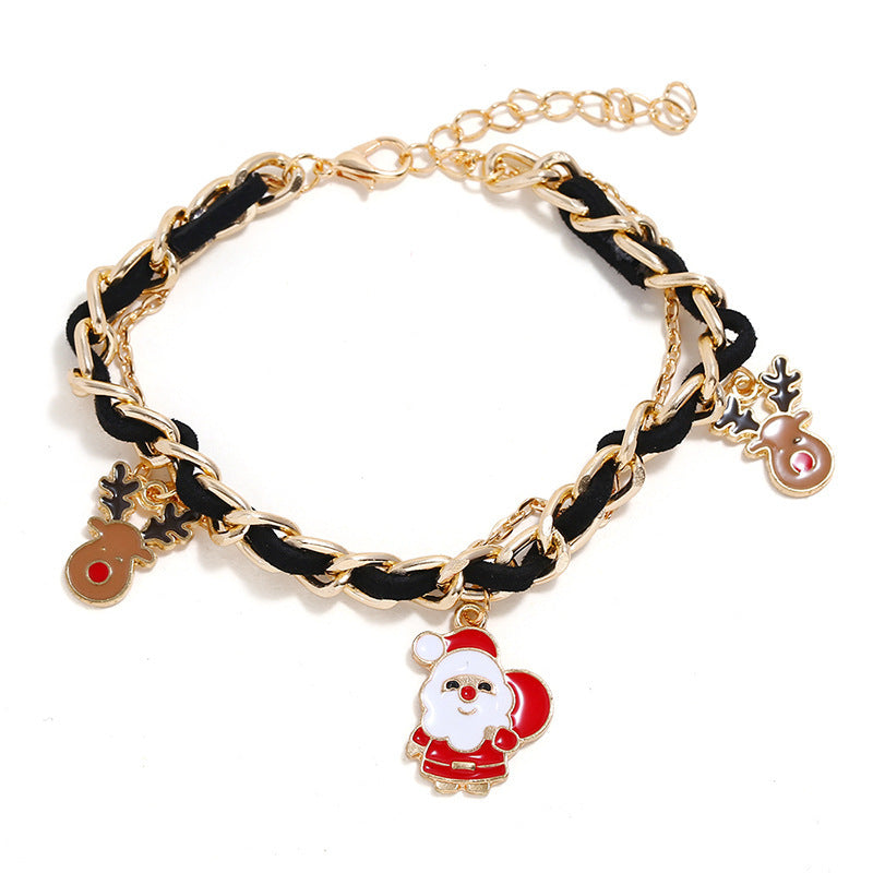 Stilvolle, langlebige Weihnachtselch-Santa-Armbänder aus Legierung