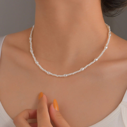 Women's Oval Imitation Pearl Clavicle Chain Neck Necklaces