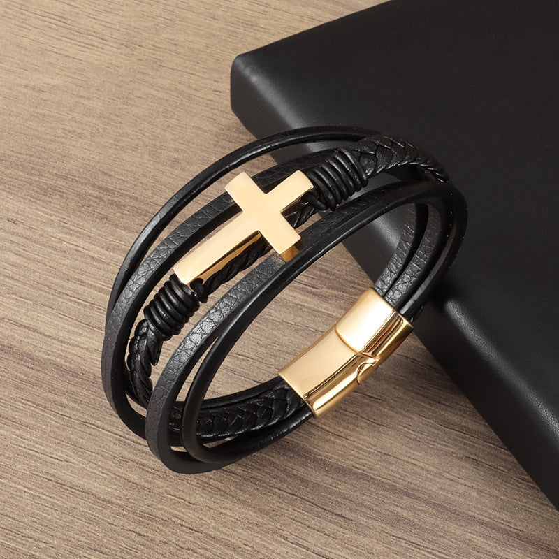 Leather Street Fashion Alloy Laser Woven Bracelets