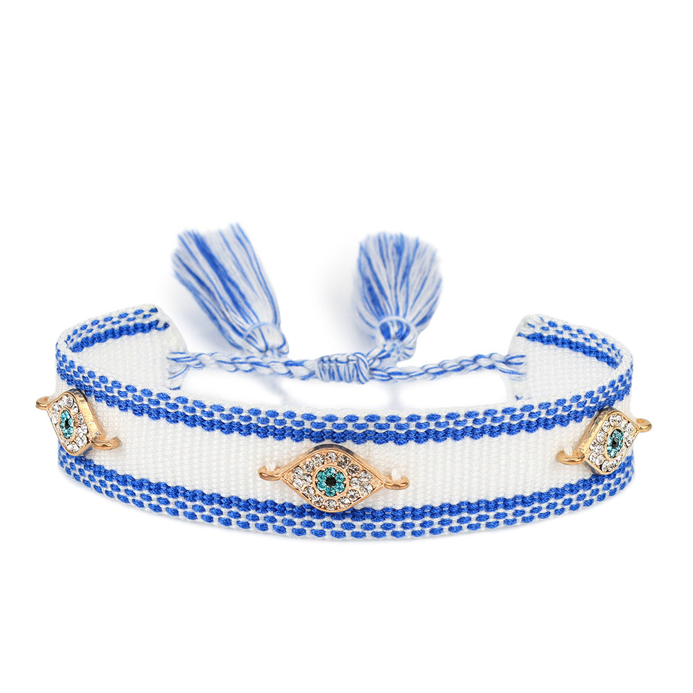 Woven Popular Blue Eyes Lucky Carrying Strap Ethnic Bracelets