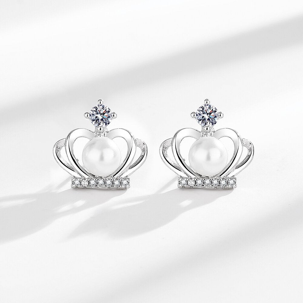 Women's Style Light Luxury High-grade Pearl Crown Earrings