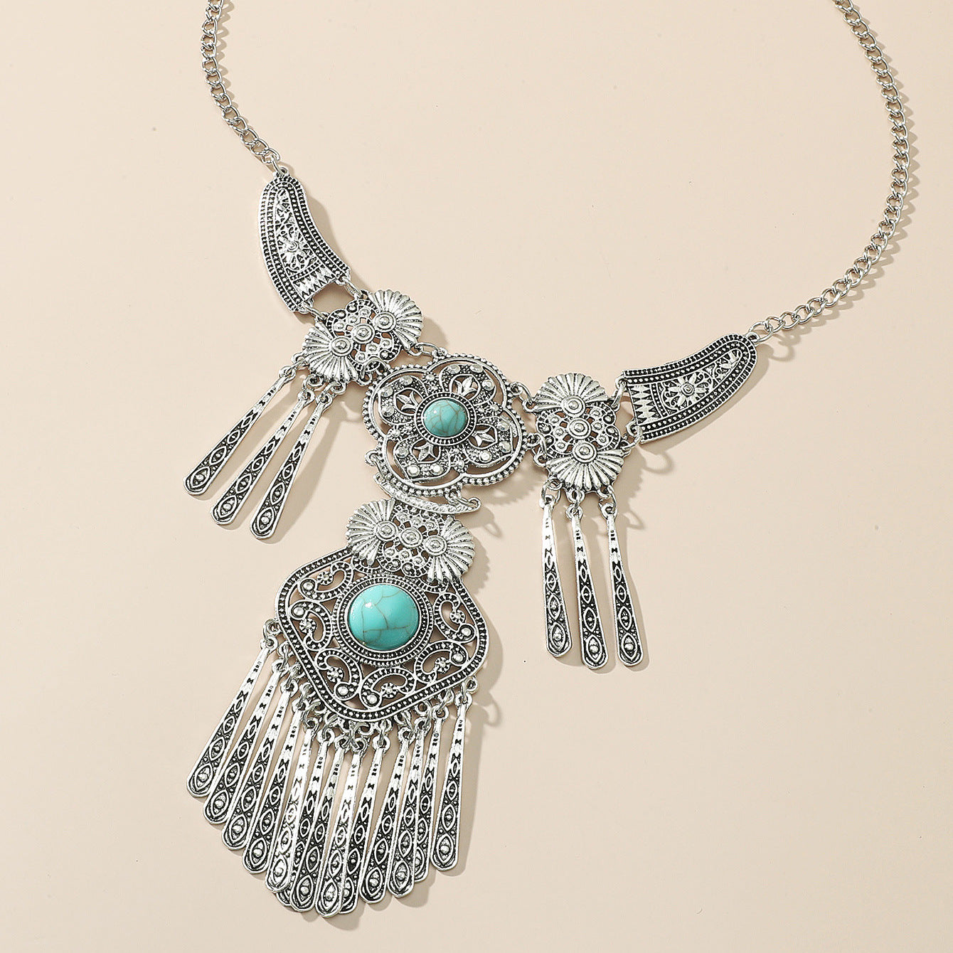 Retro Turquoise Nepal Alloy Plating Tibetan Necklaces